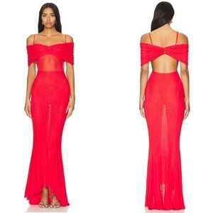 NWT Sau Lee Keira Maxi Dress Red Anthropologie Revolve